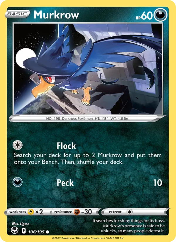 Murkrow — Silver Tempest #106 (Pokémon TCG card)