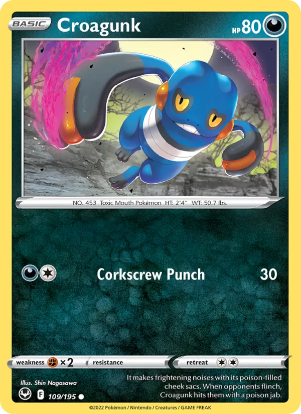 Croagunk — Silver Tempest #109 (Pokémon TCG card)