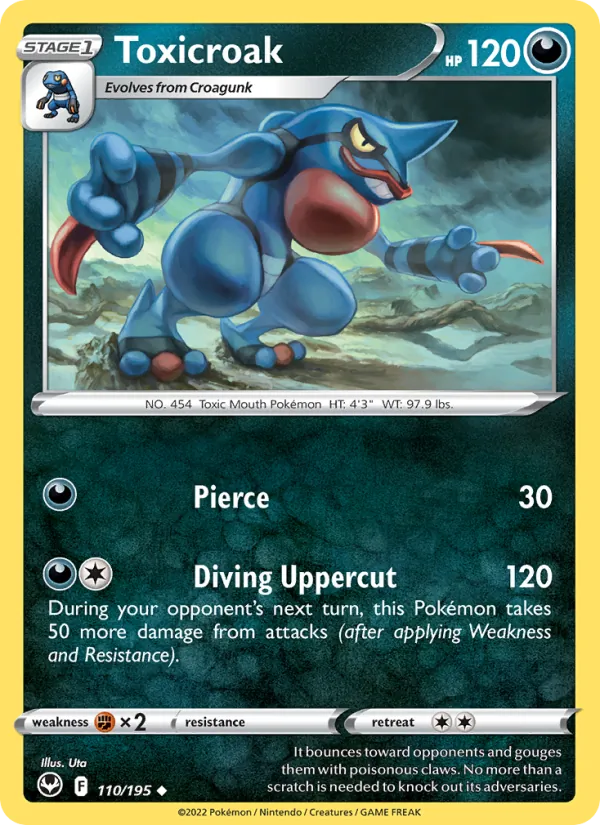 Toxicroak — Silver Tempest #110 (Pokémon TCG card)