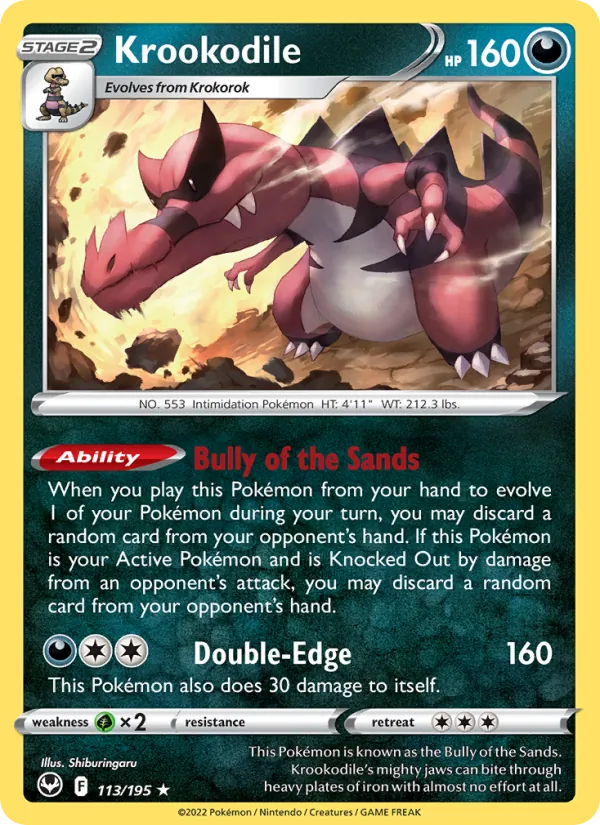 Krookodile — Silver Tempest #113 (Pokémon TCG card)