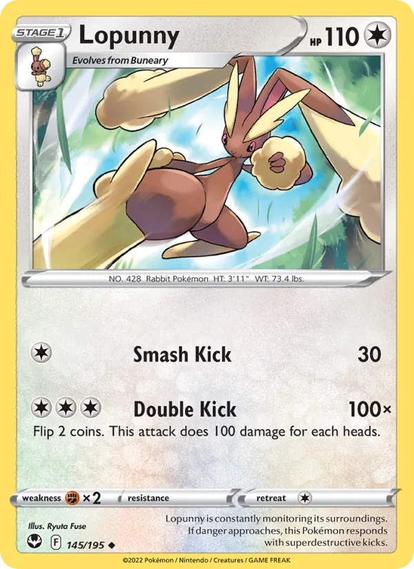 Lopunny — Silver Tempest #145 (Pokémon TCG card)
