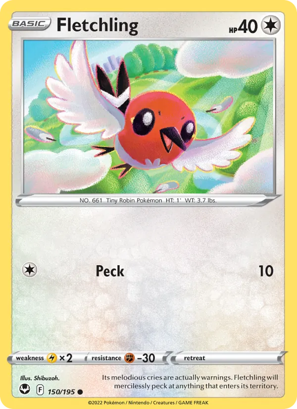 Fletchling — Silver Tempest #150 (Pokémon TCG card)