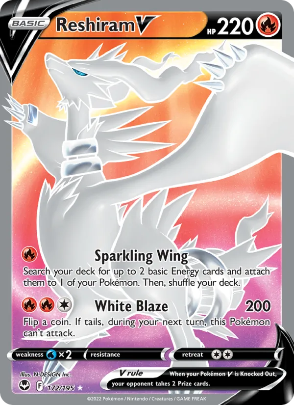 Reshiram V — Silver Tempest #172 (Pokémon TCG card)