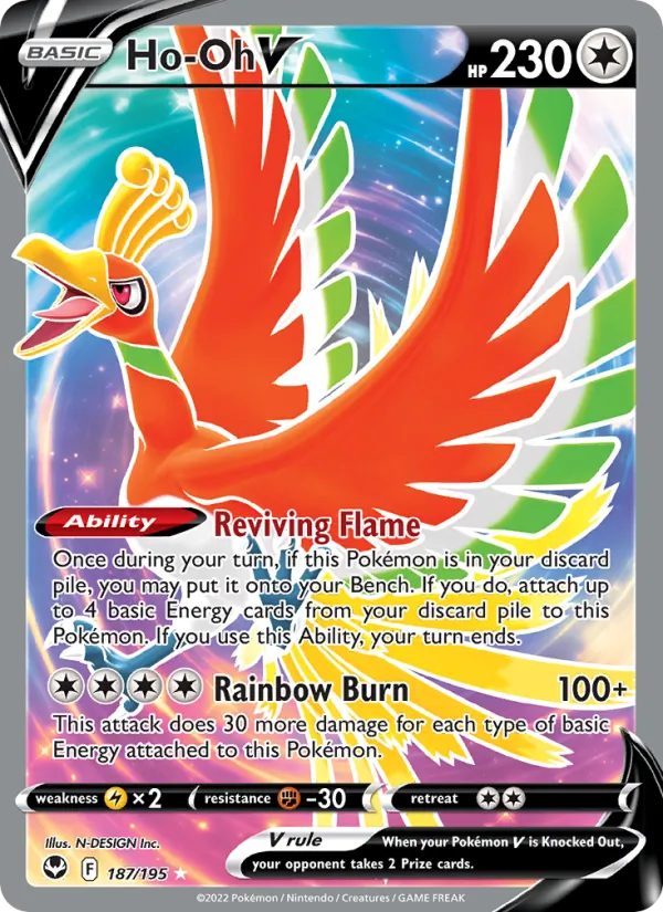 Ho-Oh V — Silver Tempest #187 (Pokémon TCG card)