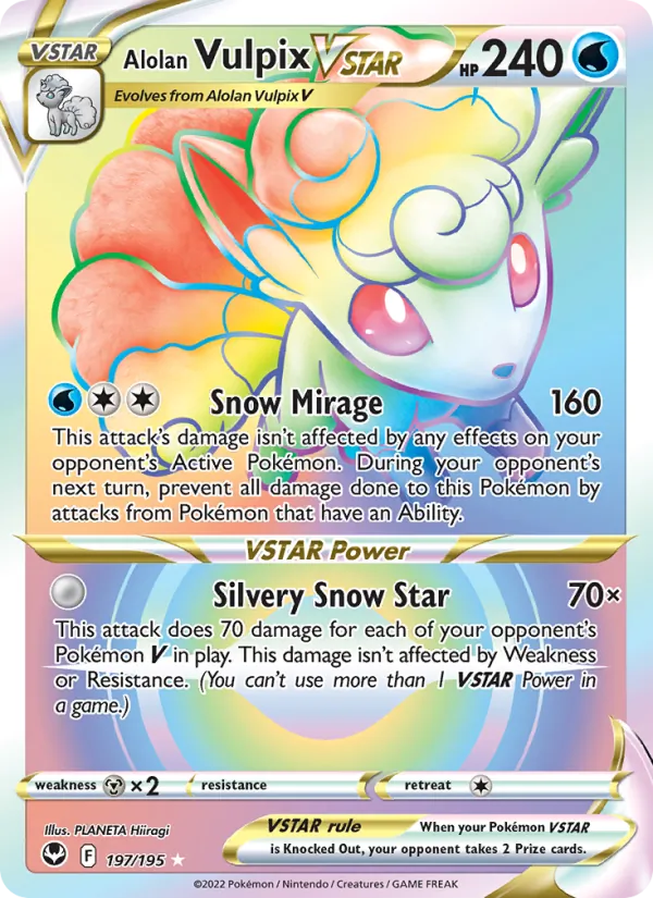 Alolan Vulpix VSTAR — Silver Tempest #197 (Pokémon TCG card)