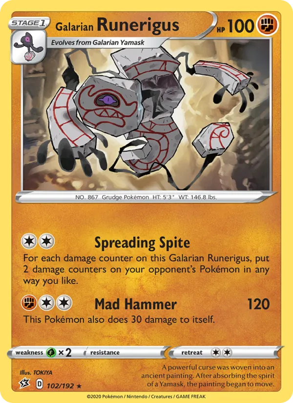 Galarian Runerigus — Rebel Clash #102 (Pokémon TCG card)