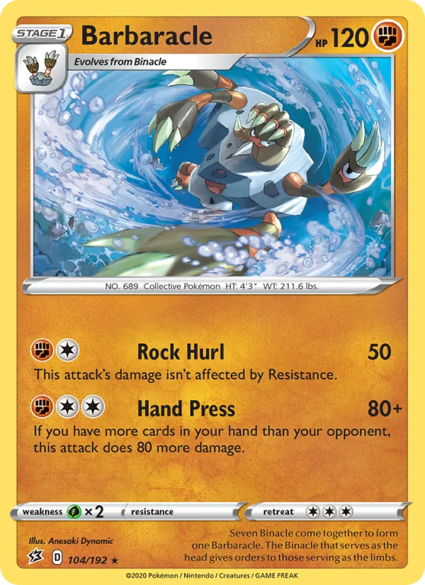 Barbaracle — Rebel Clash #104 (Pokémon TCG card)