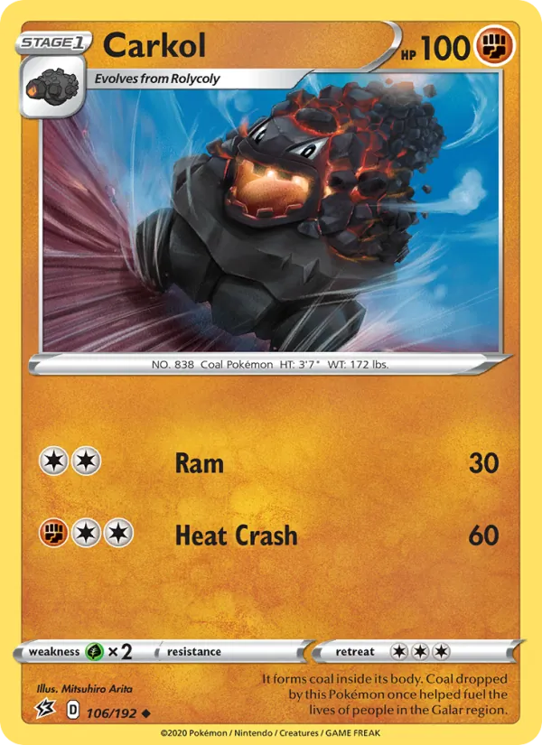 Carkol — Rebel Clash #106 (Pokémon TCG card)