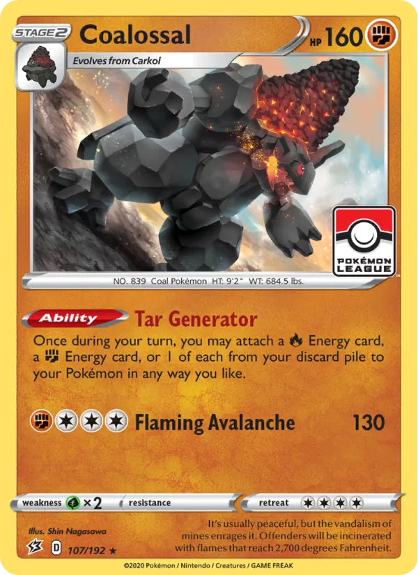 Coalossal — Rebel Clash #107 (Pokémon TCG card)