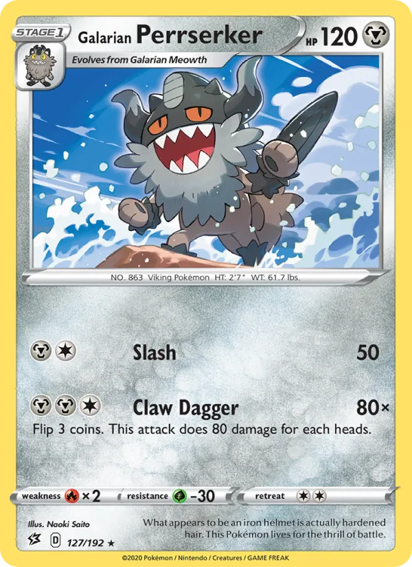 Galarian Perrserker — Rebel Clash #127 (Pokémon TCG card)