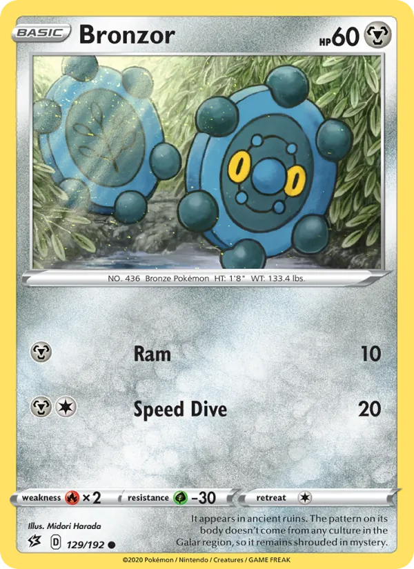 Bronzor — Rebel Clash #129 (Pokémon TCG card)