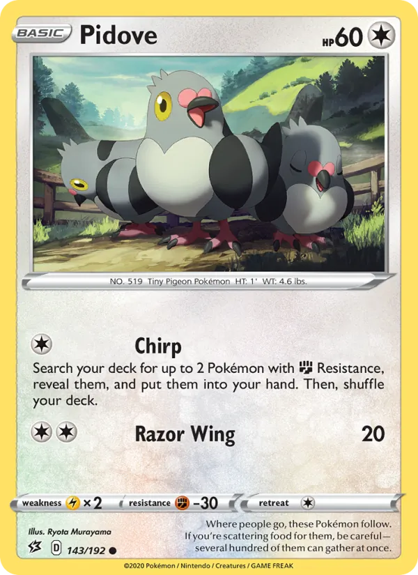 Pidove — Rebel Clash #143 (Pokémon TCG card)