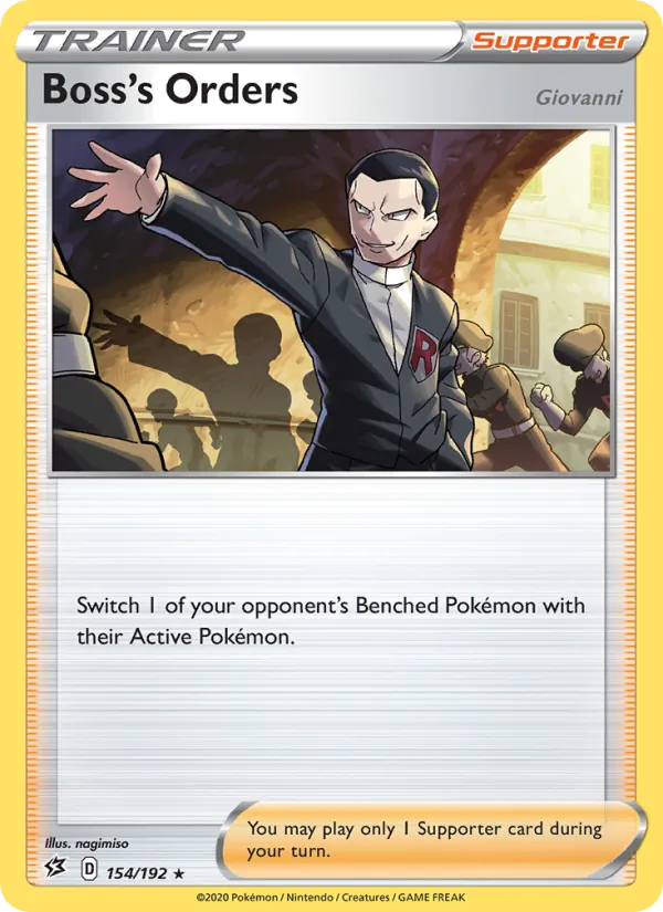Boss's Orders (Giovanni) — Rebel Clash #154 (Pokémon TCG card)