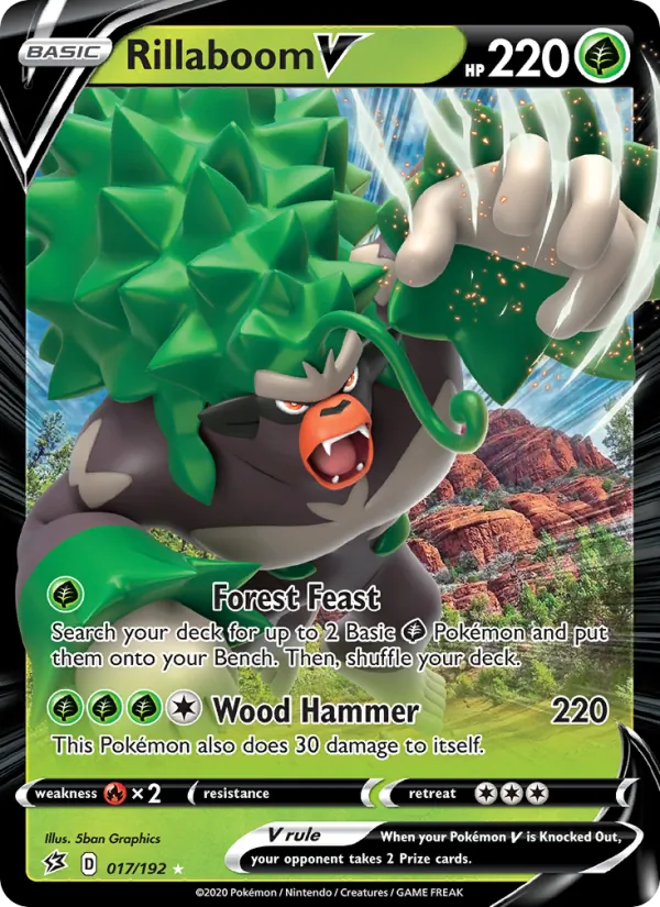 Rillaboom V — Rebel Clash #17 (Pokémon TCG card)