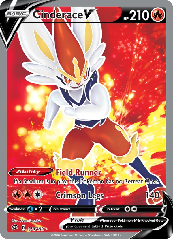 Cinderace V — Rebel Clash #178 (Pokémon TCG card)
