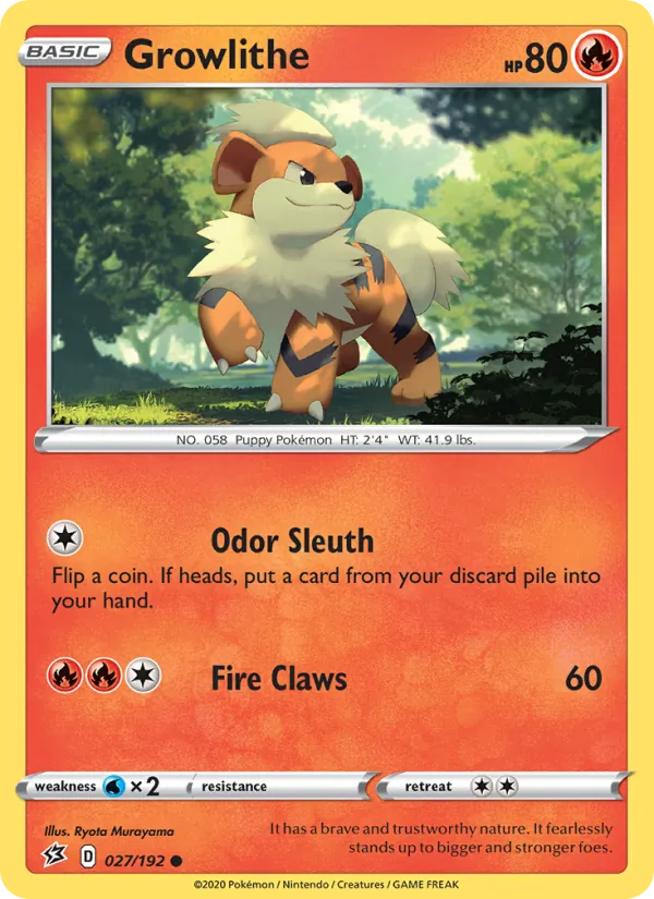 Growlithe — Rebel Clash #27 (Pokémon TCG card)