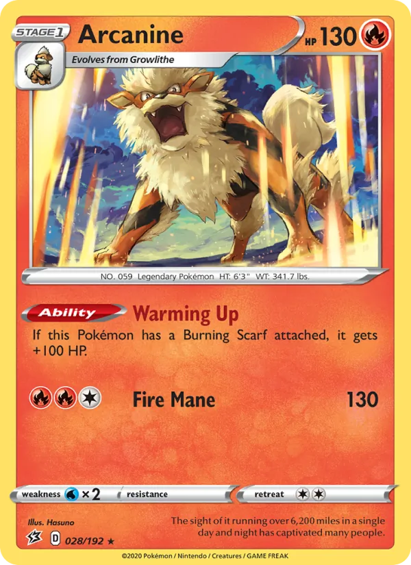 Arcanine — Rebel Clash #28 (Pokémon TCG card)