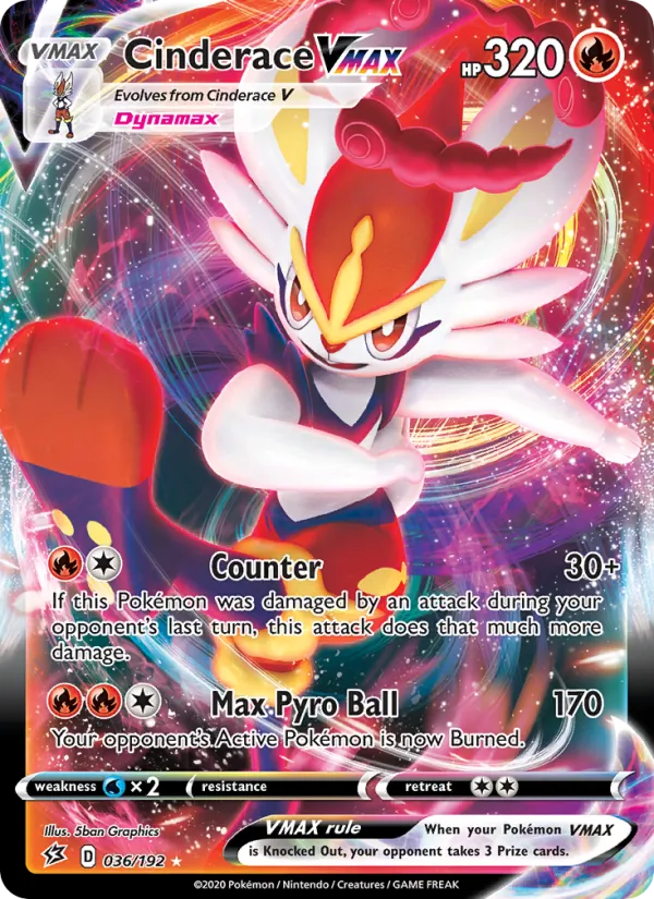 Cinderace VMAX — Rebel Clash #36 (Pokémon TCG card)