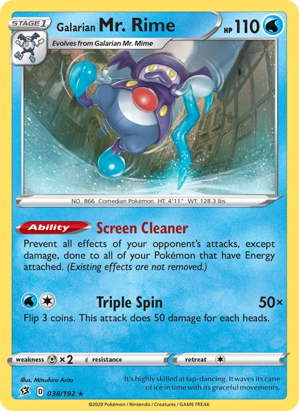 Galarian Mr. Rime — Rebel Clash #38 (Pokémon TCG card)