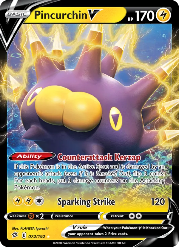 Pincurchin V — Rebel Clash #72 (Pokémon TCG card)