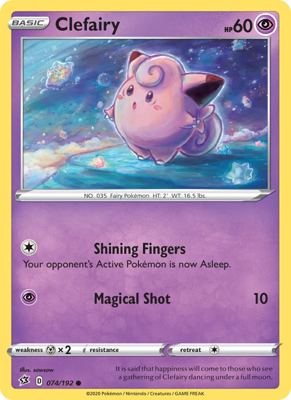 Clefairy — Rebel Clash #74 (Pokémon TCG card)