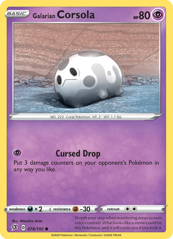 Galarian Corsola — Rebel Clash #78 (Pokémon TCG card)