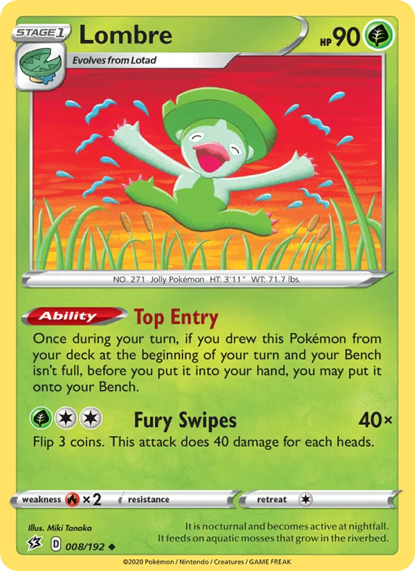 Lombre — Rebel Clash #8 (Pokémon TCG card)