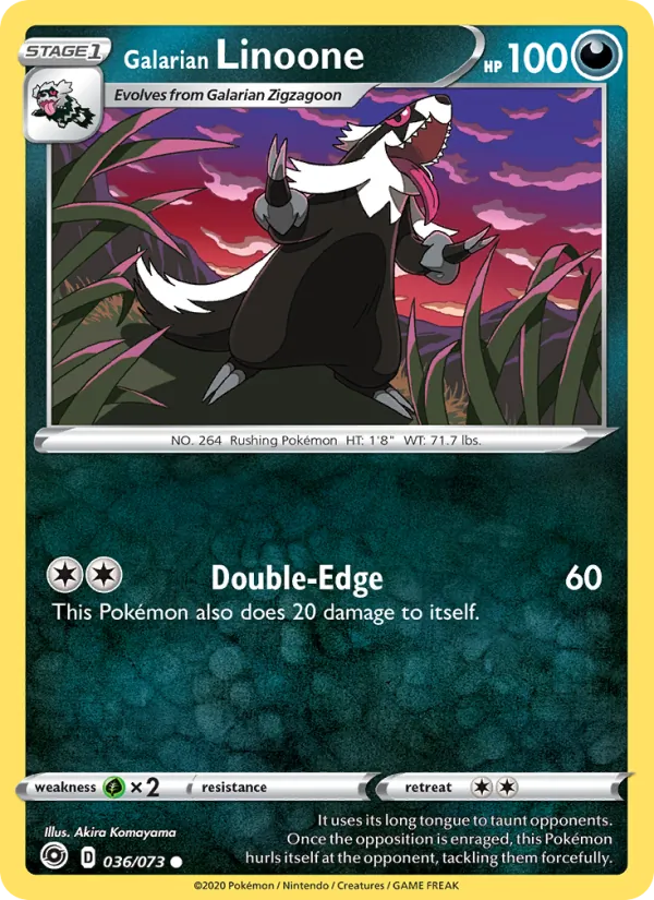Galarian Linoone — Champion's Path #36 (Pokémon TCG card)