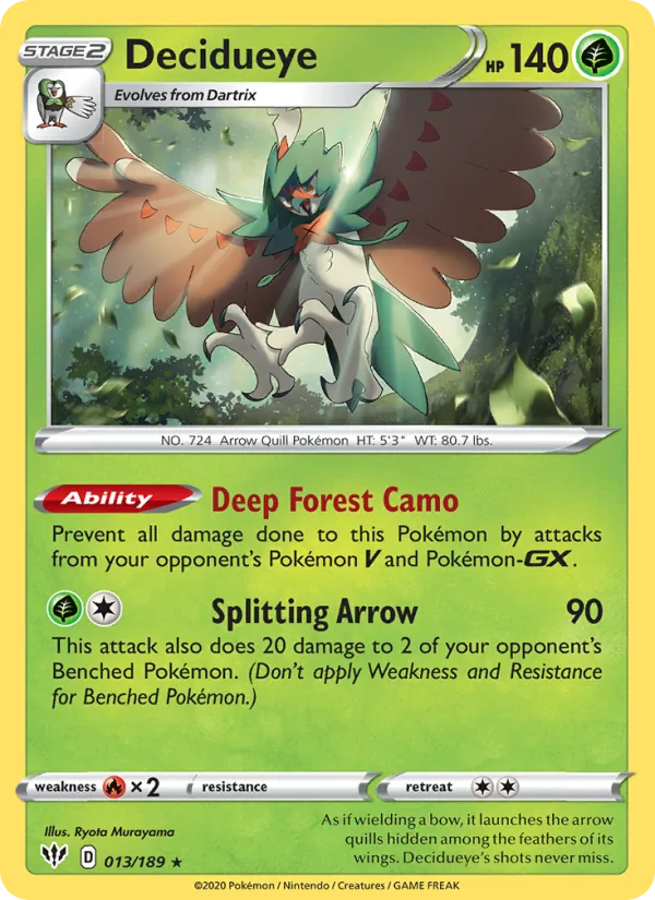 Decidueye — Darkness Ablaze #13 (Pokémon TCG card)
