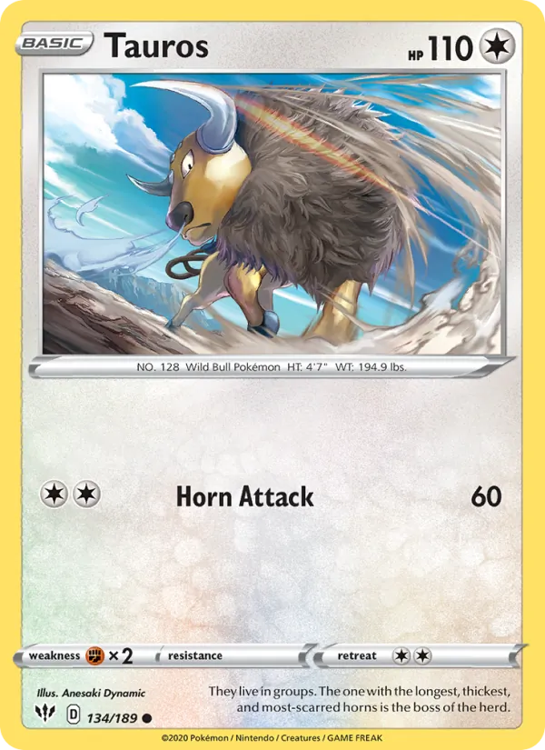 Tauros — Darkness Ablaze #134 (Pokémon TCG card)