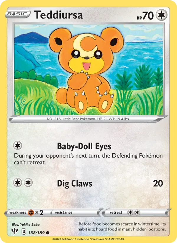Teddiursa — Darkness Ablaze #138 (Pokémon TCG card)