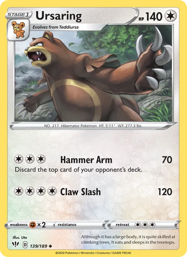 Ursaring — Darkness Ablaze #139 (Pokémon TCG card)