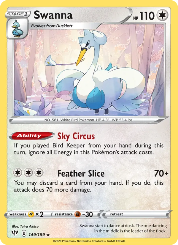 Swanna — Darkness Ablaze #149 (Pokémon TCG card)