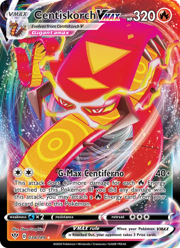 Centiskorch VMAX — Darkness Ablaze #34 (Pokémon TCG card)