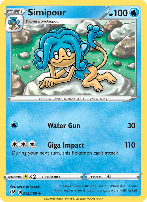 Simipour — Darkness Ablaze #42 (Pokémon TCG card)