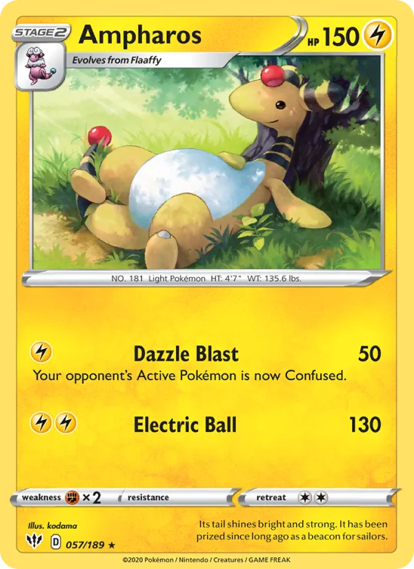 Ampharos — Darkness Ablaze #57 (Pokémon TCG card)