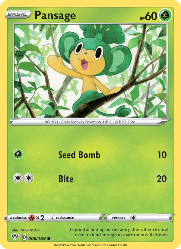 Pansage — Darkness Ablaze #6 (Pokémon TCG card)