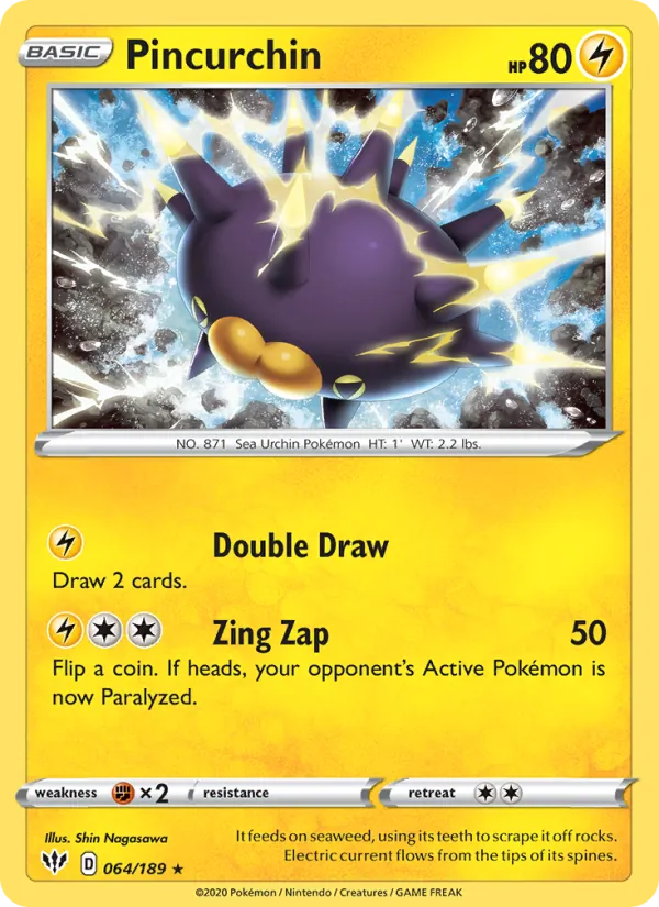Pincurchin — Darkness Ablaze #64 (Pokémon TCG card)