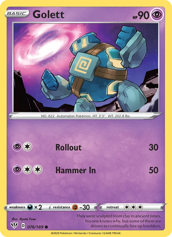 Golett — Darkness Ablaze #76 (Pokémon TCG card)