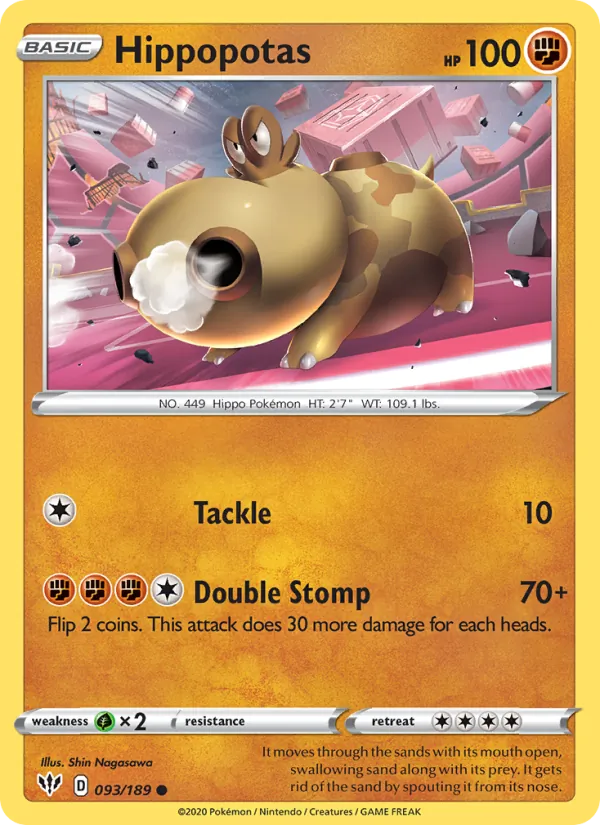 Hippopotas — Darkness Ablaze #93 (Pokémon TCG card)