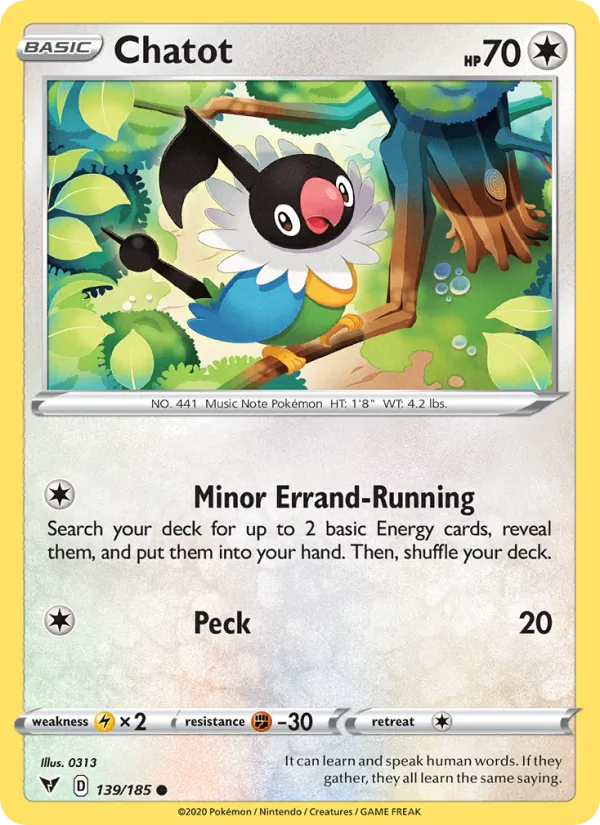 Chatot — Vivid Voltage #139 (Pokémon TCG card)