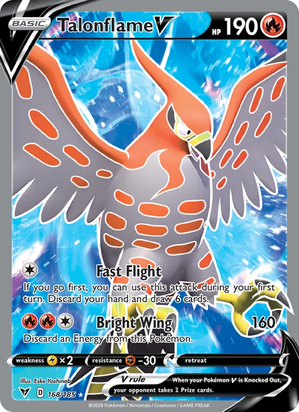Talonflame V — Vivid Voltage #168 (Pokémon TCG card)