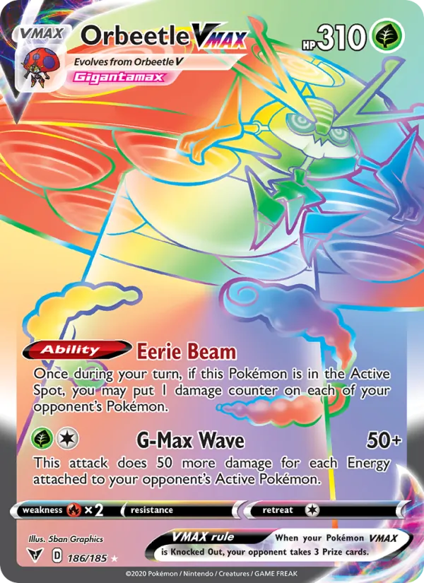 Orbeetle VMAX — Vivid Voltage #186 (Pokémon TCG card)
