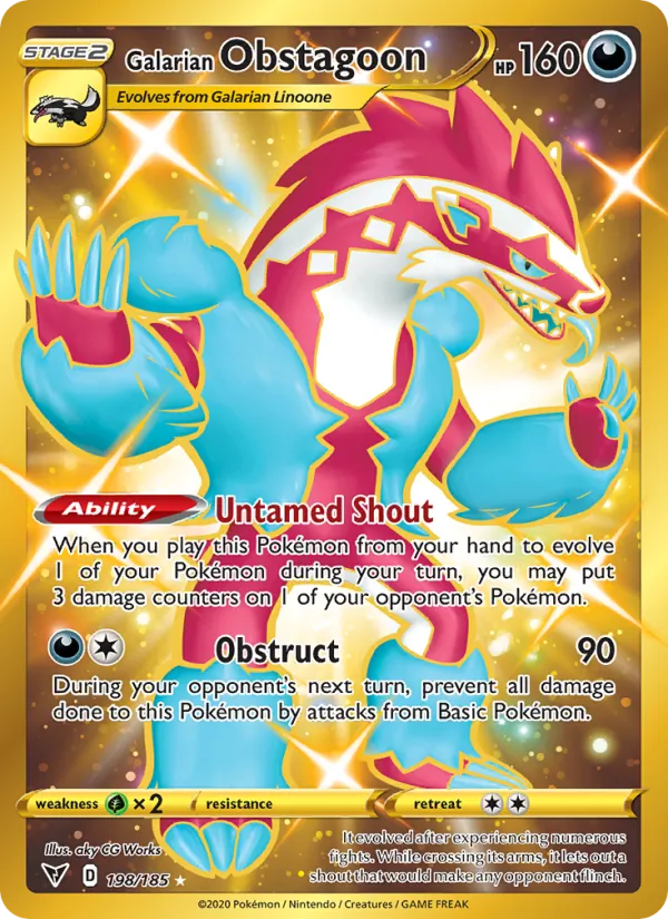 Galarian Obstagoon — Vivid Voltage #198 (Pokémon TCG card)