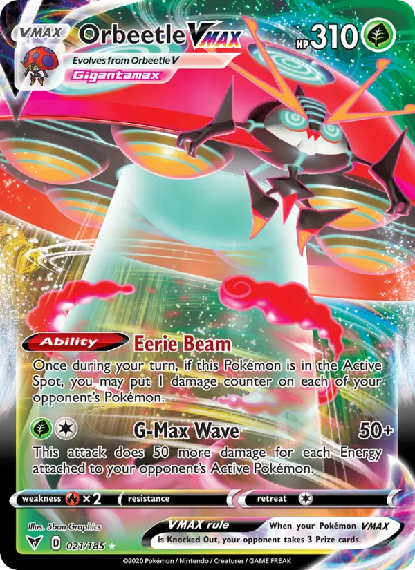 Orbeetle VMAX — Vivid Voltage #21 (Pokémon TCG card)