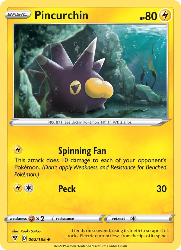 Pincurchin — Vivid Voltage #62 (Pokémon TCG card)