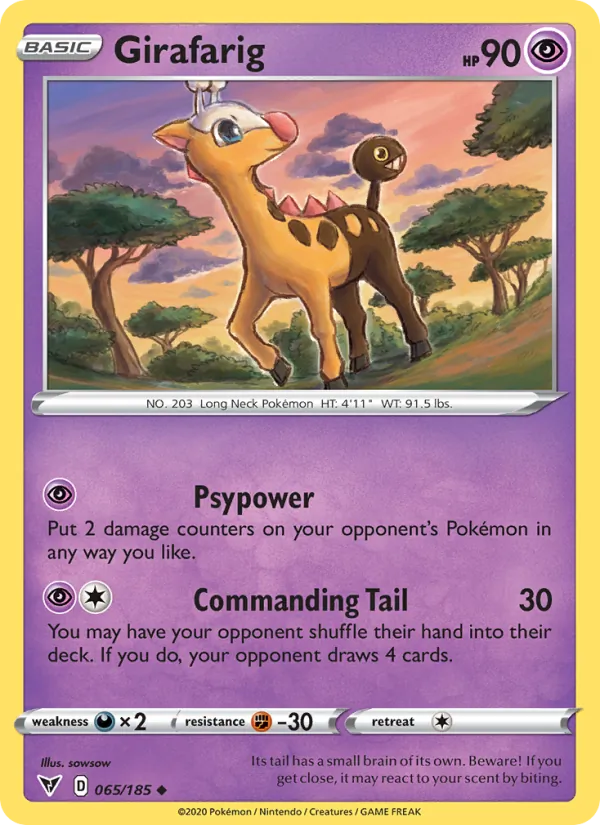 Girafarig — Vivid Voltage #65 (Pokémon TCG card)
