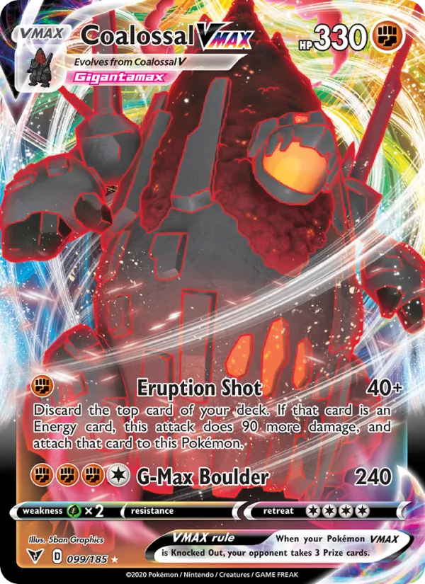 Coalossal VMAX — Vivid Voltage #99 (Pokémon TCG card)