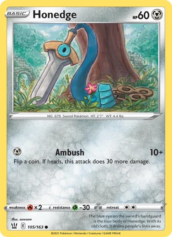 Honedge — Battle Styles #105 (Pokémon TCG card)
