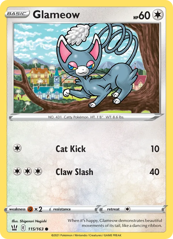 Glameow — Battle Styles #115 (Pokémon TCG card)